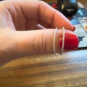 Ring Concierge Diamond Pave Hoops, White Gold, Small